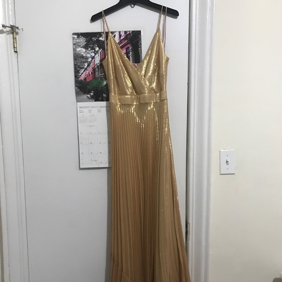 💛Nicole Miller Collection Gold Silk Dress🧡size 0 - Picture 4 of 5